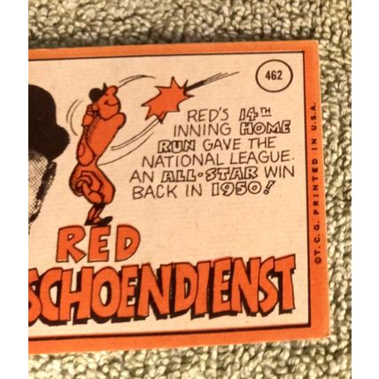 1969 Topps # 462 Red Schoendienst Cardinals Mrg. EX Or Better Shape No Creases
