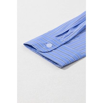 Blue Stripe Button Up Oversized Casual Shirt