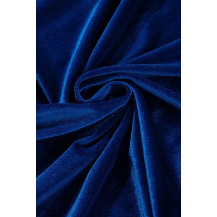 Sail Blue Velvet Ruched Short Sleeve Pocketed Mini Dress
