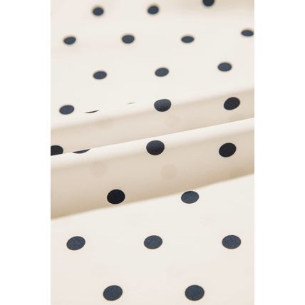 Apricot Polka Dot Print Frilled Collar Lantern Sleeve Blouse