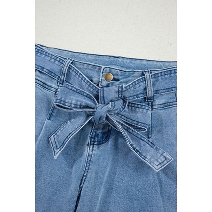 Beau Blue Western Washed Bow Knot Sash Wide Leg Jeans