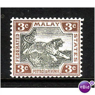 MALAYA 1900 3c TIGER GREY & BROWN SG 16a M/MINT