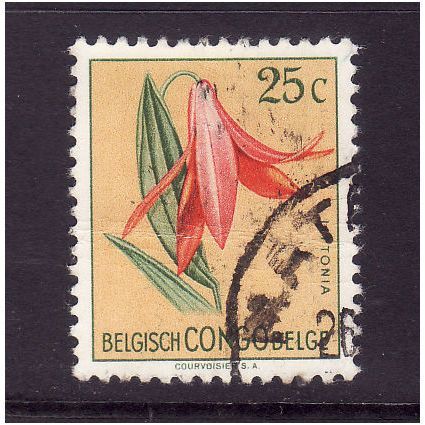 BELGIUM CONGO 1952 SG299 25c LITTONIA FLOWERS FINE USED