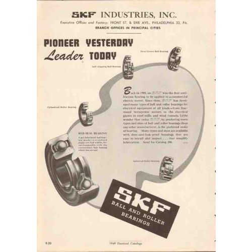 skf industries inc 1949 leader today ball bearing vintage catalog