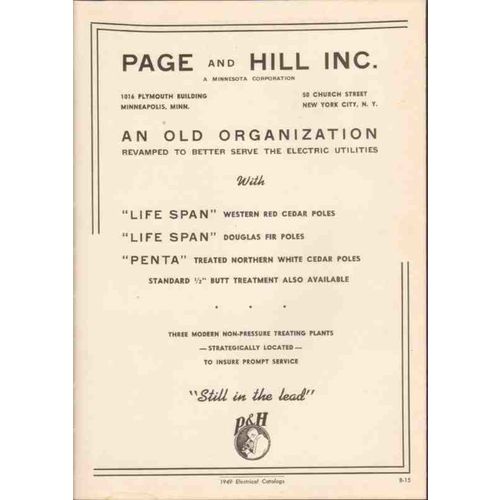 page hill inc 1949 life span electric utilities poles vintage catalog