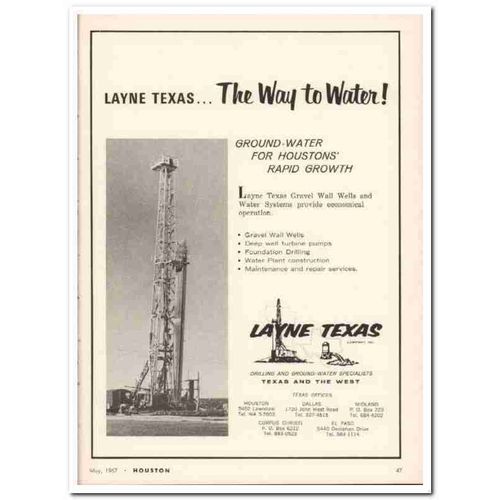 layne texas company 1967 ground water gravel wall well vintage ad