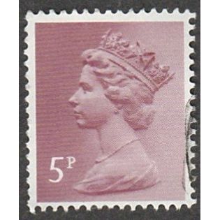 1971-96 Machin . 5p.Value. Claret. Phosphorised Paper. P15 x 14. Fine Used