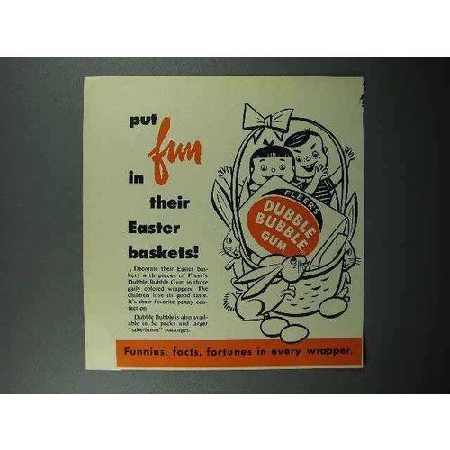 1953 Fleer Dubble Bubble Gum Ad - Easter Baskets