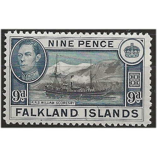 Falkland Islands 1949 SG157 9d Black & Grey-Blue Mounted Mint . ..