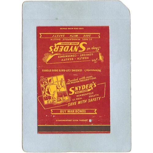 MN St Paul Matchcover Snyders Drug Stores St Paul Minneapolis & Duluth w/A~346