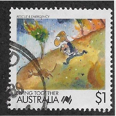 AUS 1988 $1.00 'LIVING TOGETHER - RESCUE AND EMERGENCY' FINE USED (EBID67-234)