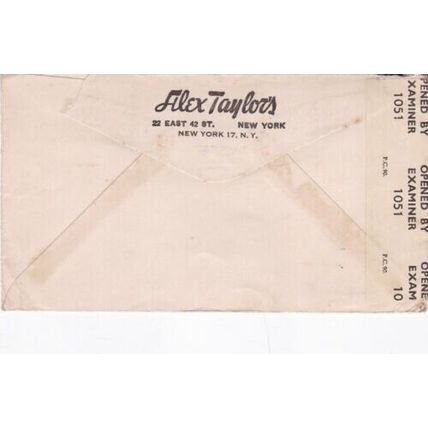 United States 1943 New York to Surrey UK Opened by Examiner 1051 Air Cover VGC