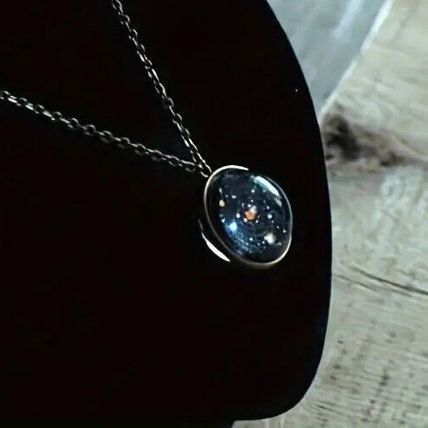Fashion Time Gemstone Necklace, Solar System Starry Sky Necklace, 20mm