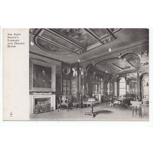 Sir John Soane's Museum Library and Dining Room Postcard London