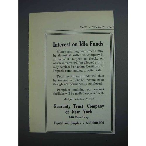 1914 Guaranty Trust Company of New York Ad - Idle Funds
