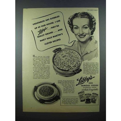 1940 Libby's Corn, Spinach, Peas Ad - Gobbled Up