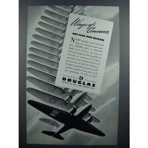1940 Douglas Aircraft Ad - Wings of Commerce, Defense
