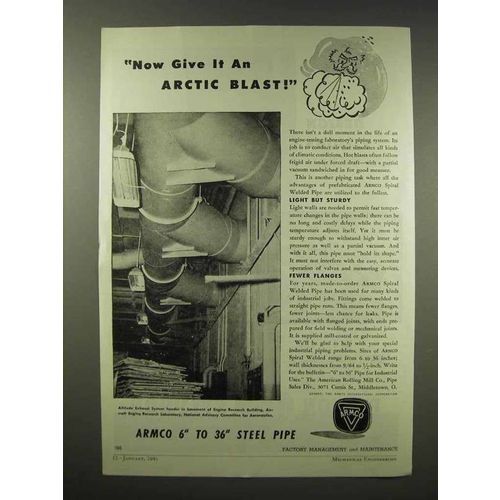 1945 Armco Spiral Welded Pipe Ad - Give An Arctic Blast