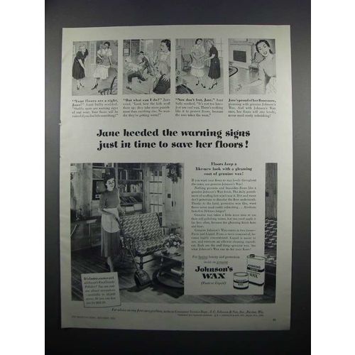 1950 Johnson's Wax Ad - Heeded the Warning Signs