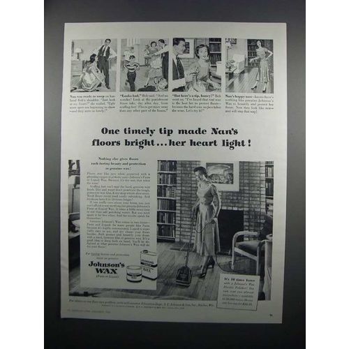 1950 Johnson's Wax Ad - One Timely Tip