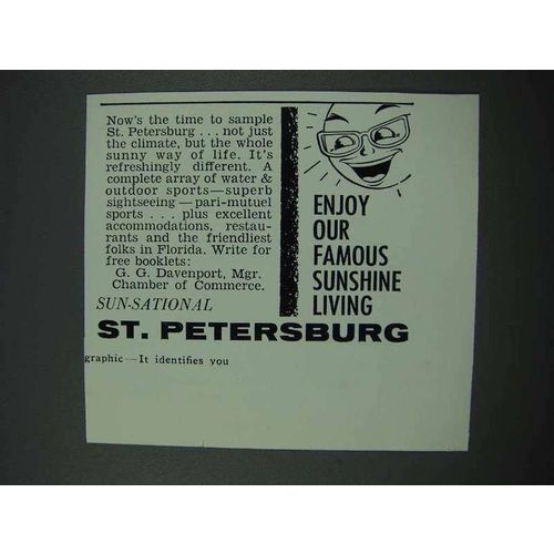 1961 St. Petersburg Florida Tourism Ad - Sunshine