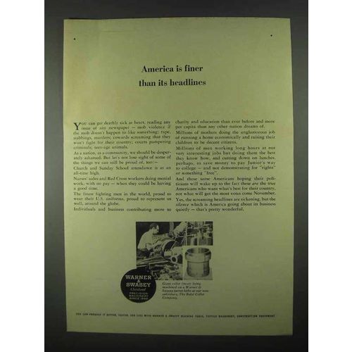 1967 Warner & Swasey Turret Lathe Ad - America is Finer