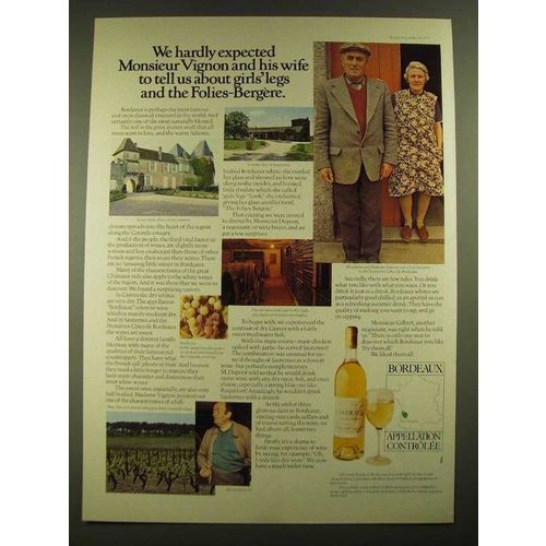 1977 French Bordeaux Wine Ad - Girls' Legs and the Folies-Bergere