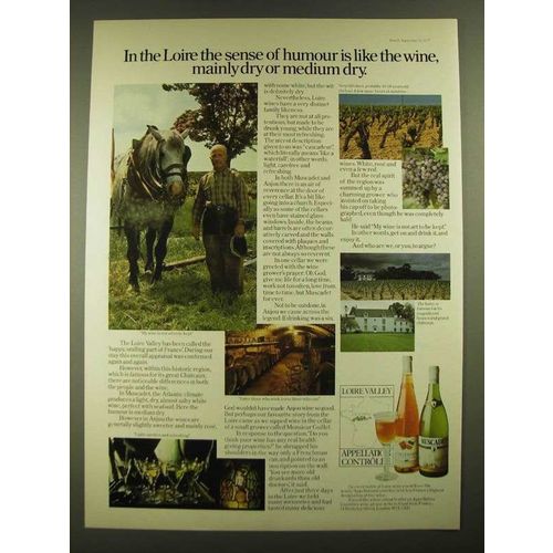 1977 French Loire Valley Muscadet and Anjou Wine Ad - Humour