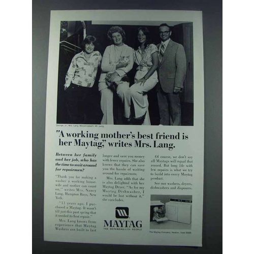 1981 Maytag Appliances Ad - Mother's Best Friend
