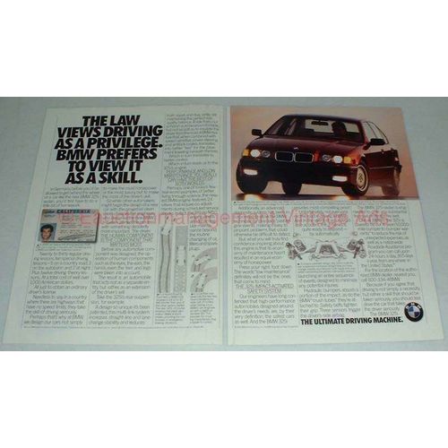 1992 2pg BMW 325i Car Ad - Driving as a Privilege!