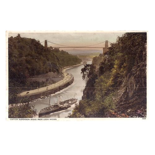 CLIFTON SUSPENSION BRIDGE FROM LEIGH WOODS unused vintage postcard =