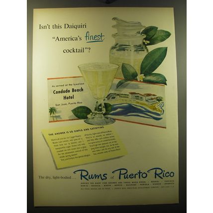1950 Rums of Puerto Rico Ad - Isn't this Daiquiri America's Finest Cocktail