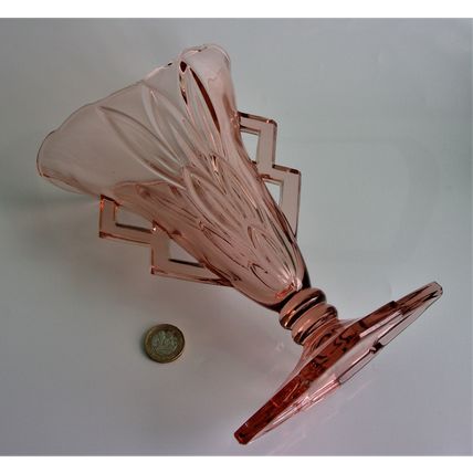 Stolzle Art Deco Pink Glass Vase.