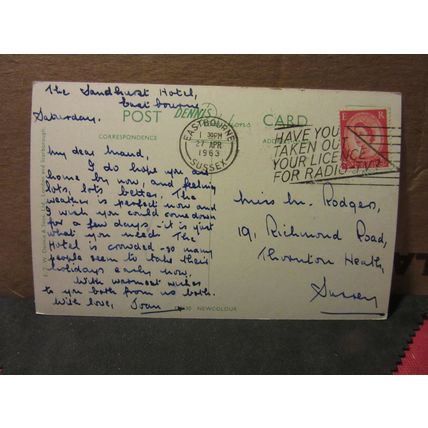 BEACHY HEAD, EASTBOURNE, SUSSEX used vintage postcard by E T W Dennis 1963 pm #
