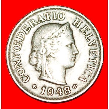 Ⰶ LIBERTY (1879-2025): SWITZERLAND★5 RAPPEN 1948B! DIES I+A★LOW START★NO RESERVE