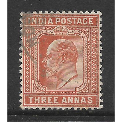 INDIA 1902 3a ORANGE BROWN SG 127 FINE USED#