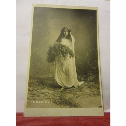 RUTH II, 2 bIBLE READING used antique RELIGIOUS postcard c. 1905 =
