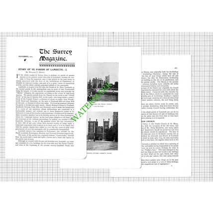 The Parish Of Lambeth London - 1900 Article (3 Parts)