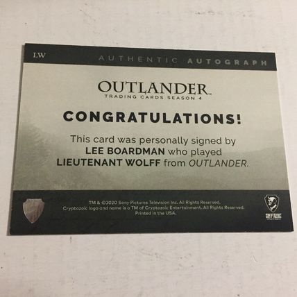 Outlander Season 4: Lee Boardman / Lieutenant Wolff Autograph Card