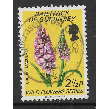 GUERNSEY 1972 WILD FLOWERS 2 1/2p HEATH SPOTTED ORCHID SG 73 FINE USED