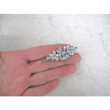 Small crystal leaves hair pin barrette bridal clip for fine thin hair