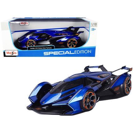 Lamborghini V12 Vision Gran Turismo Blue Metallic 1/18 Diecast Model Car by M...