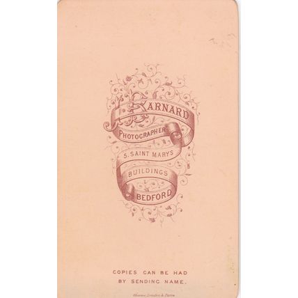 VICTORIAN CDV PHOTO -BEARDED MAN LEANING BY BARNARD, BEDFORD.