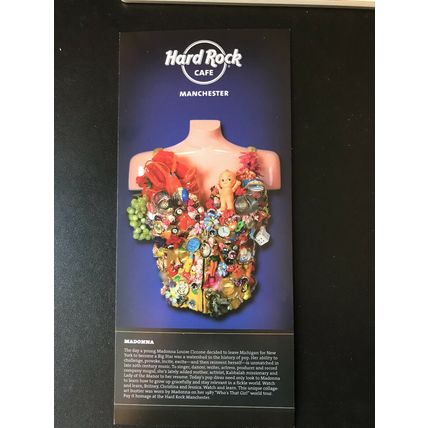Treasures Hard Rock Cafe MANCHESTER Madonna BUSTIER whos that girl Card Flyer