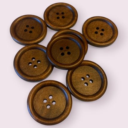 30mm Large Brown Wooden Buttons 4 Hole Sewing Knitting Crafts Classic Button