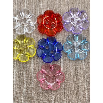 13mm Clear Flower Plastic 2 Hole Flat Buttons Baby Cardigan Knits Bright Colours