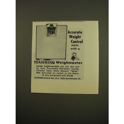 1961 Hanson Weighmaster Scale Ad - Accurate weight control starts with a Hanson