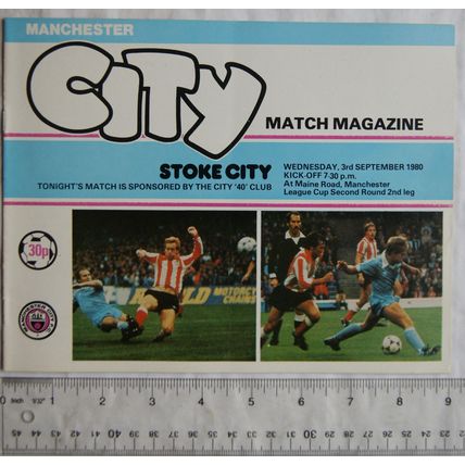 1980 programme Manchester City v. Stoke City, League Cup 2nd round 2nd leg