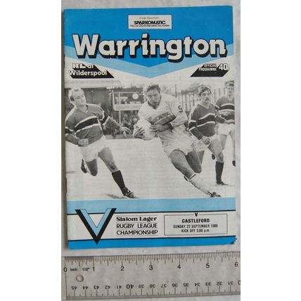 1985 programme Warrington v. Castleford