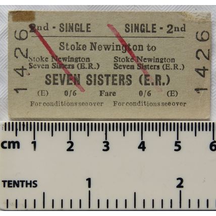 1961 British Railways Board ticket 2nd single Stoke Newington to Seven Sisters